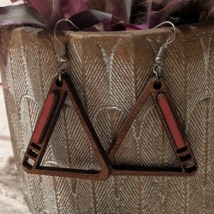 Geometric Triangle Wooden Earrings